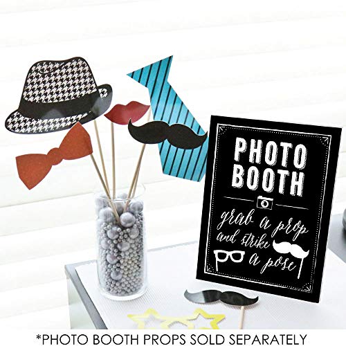Big Dot of Happiness Photo Booth Sign with Stand – Festive & Durable Plastic Display – Indoor & Outdoor Party Decoration –...