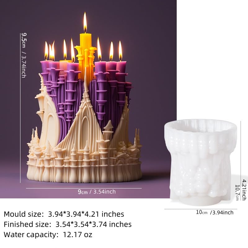 letsgetfun 3D European Style Castle Candle Silicone Mould, Silicone Mold for Resin Cake Chocolate Mould for DIY Gift Home Decor