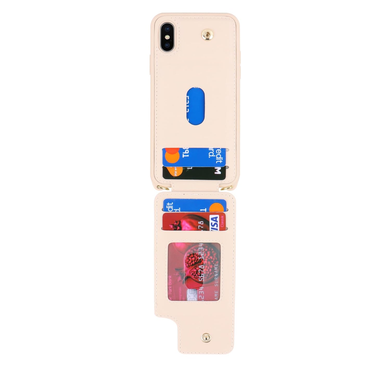 Lipvina For Iphone Xr Phone Case With Card Holder And Strap For Women,Crossbody Lanyard,Kickstand Ring Stand,Snap Clasp,Phone Wa