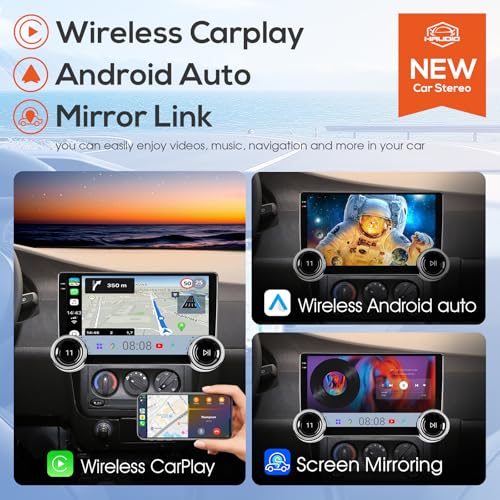 Haudio 10.1" Double Din Car Stereo - Wireless Apple CarPlay/Android Auto, Car Radio with Bluetooth 4.1, 2+64GB, HD Backup ...