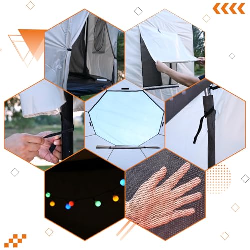 jumpfly 14FT Trampoline Tent for Kids(Tent Only),Fit for 6 Straight Poles Round Trampolines,Trampolien Shade Cover with LE...