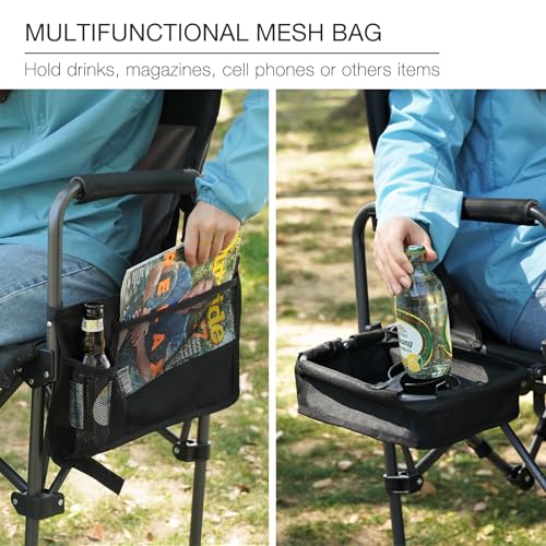 Stonehomy Portable 29" Seat Height Tall Folding Camping Chair High Foldable Directors Chair Bar Height Stool with Side Tab...