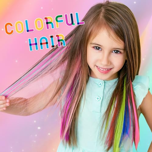 Hair Chalk Girls Gift, 12 Temporary Hair Dye Colourful Pens, Non-Toxic, Easy Washable, Birthday Christmas New Year Cosplay Party Gifts for Girls & Teens Age 4-6 7-14