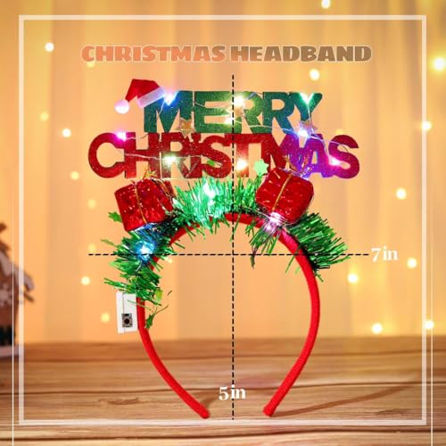 Gangel Light Up Christmas Headband LED Glow Xmas Hairband Holidays Party Hair Accessories for Women