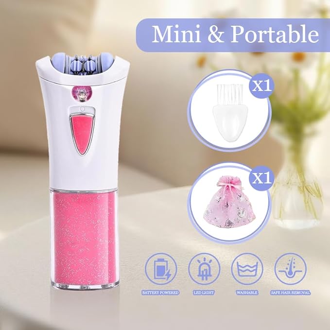 Epilator for Women with LED Light,Electric Face Epilator & Hair Removal Device for Face, Arms, Legs, Bikini, Armpits,Cordless Facial Hair Remover for Women