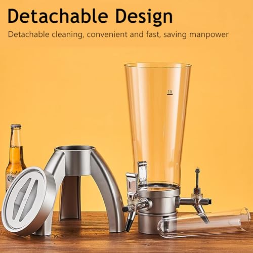 GRIPITHPY 100oz/3L Beer Dispenser, LED Light-Up Drink Tower with 3 Taps, Detachable Party Beverage Dispenser for Beer Soda...