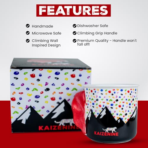 KAIZENINE Rock Climbing Mug Cup Bouldering Finger Strength Gift for Climber Bouldering Coffee Cup Present for Climber Clim...