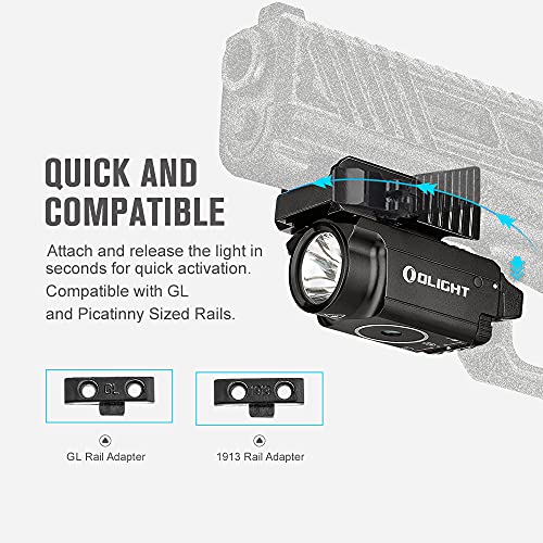 OLIGHT Baldr RL Mini 600 Lumens Compact Rail Mounted Weaponlight with Red Beam and White LED Combo, Magnetic USB Rechargea...