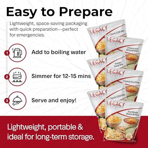 Legacy Food Storage Gluten Free 60 Serving Bucket, Emergency Food Supply, 22,760 Total Calories, 60 Large Servings, Shelf ...