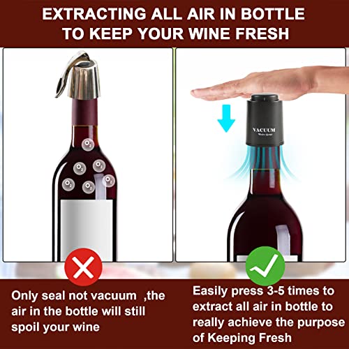 [2 PACK] Wine Bottle Stoppers,Real Vacuum Stoppers,Reusable Wine Preserver,Wine Corks Keep Fresh,Best Christmas and Birthd...