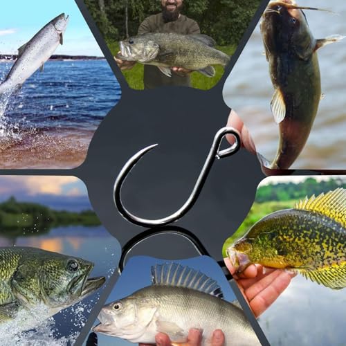 Natufish Inline Single Hooks 25Pcs Fishing in line Hooks for Treble Hook Replacement for Hard Lures Large Eye/Barbed Saltw...