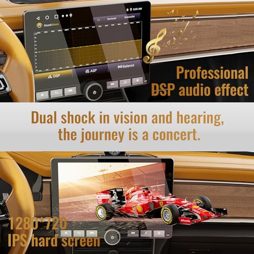 Haudio 10.1" Single Din Android Car Stereo with 360° Rotatable Touch Screen - Android 13, Wireless CarPlay & Android Auto,...