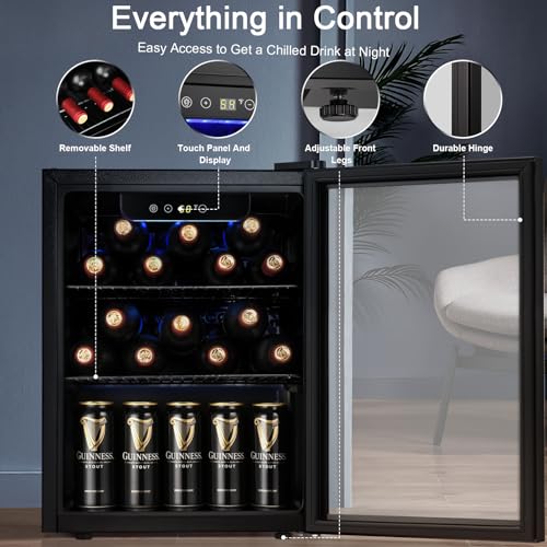 Antarctic Star Beverage Refrigerator Cooler 68 Can, Mini Fridge with Glass Door for Beer Drinks Wine,Freestanding Small Fr...