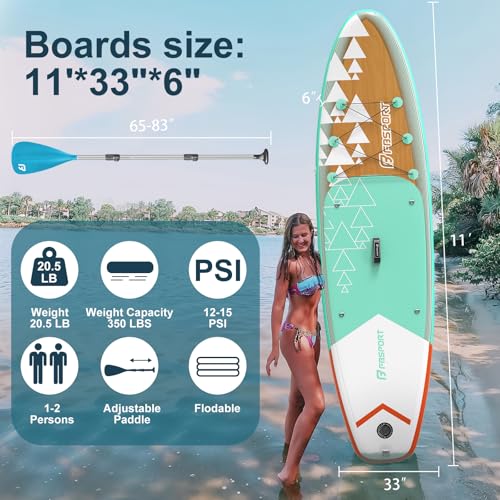 FBSPORT 11' Premium Stand Up Paddle Board, Yoga Board with Durable SUP Accessories & Carry Bag | Wide Stance, Surf Contro...