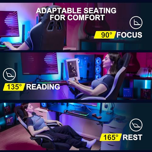 GTPLAYER Gaming Chair, Computer Office Chair with Pocket Spring Cushion, Linkage Armrests and Footrest, High Back Ergonomi...