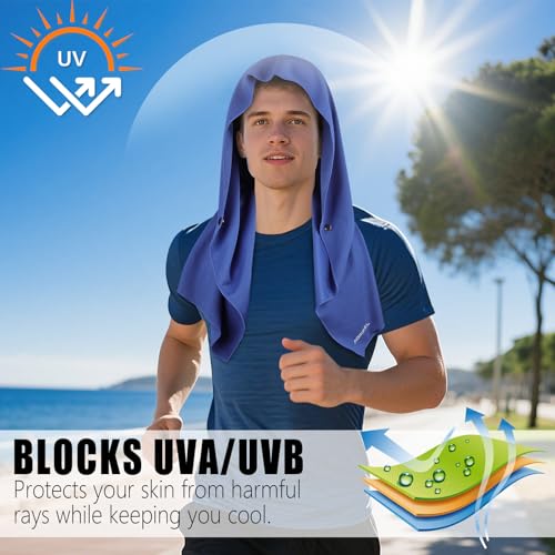AOPREL Cooling Hoodie Towel Magnetic Lock Towels for Neck and Face UV Protection, Moisture-Wicking for Camping Gym and Yoga