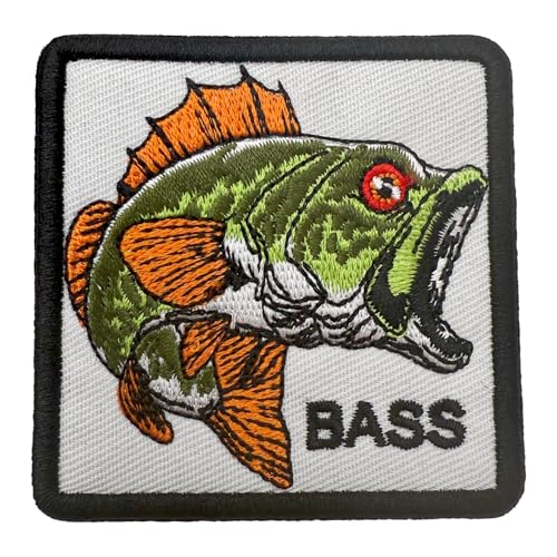 Largemouth Bass Fishing Outdoor Adventure Patch, Iron-on/Sew-on Patches Badge Embroidered Applique Funny Patch for Trucker...