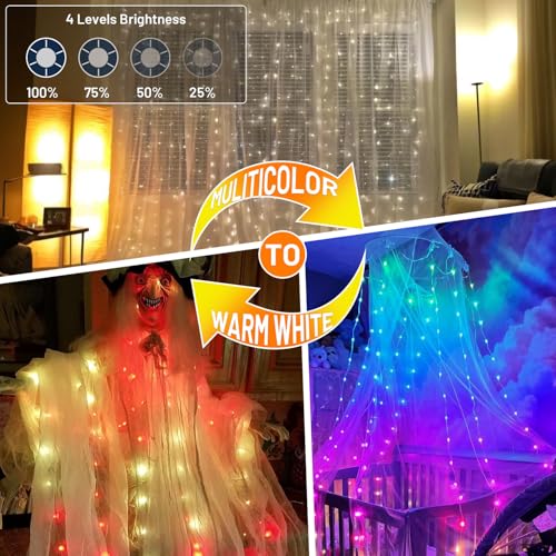 400 LED Smart Curtain Lights, Colorful Wall Backdrop Lights, Dynamic DIY Curtain Fairy Lights with APP & Remote Control fo...