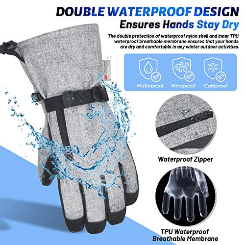 Magelfarm Unisex Waterproof Touchscreen Ski Gloves for Men Women, 3M Thinsulate Winter Snow Gloves with Pocket