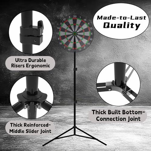 Dartboard Stand, Heavy Duty Portable Dart Board Holder with Adjustable Height (34" to 74"), Dart Board Stand for Adults, S...