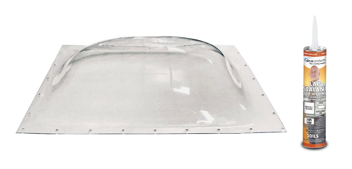 SCT RV Skylight Outer Dome, Clear - 14" x 22", Flange 17" x 25" + Dicor 501LSW-1 Lap Sealant Bundle