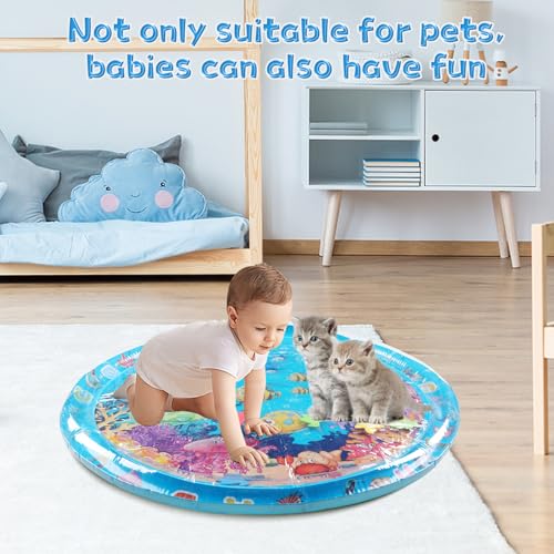 BIXMK 2025 New Thickened Water Sensor Play Mat, Pet Water Sensory Mat, Water Sensory Playmat with Fish, Interactive Sensor...