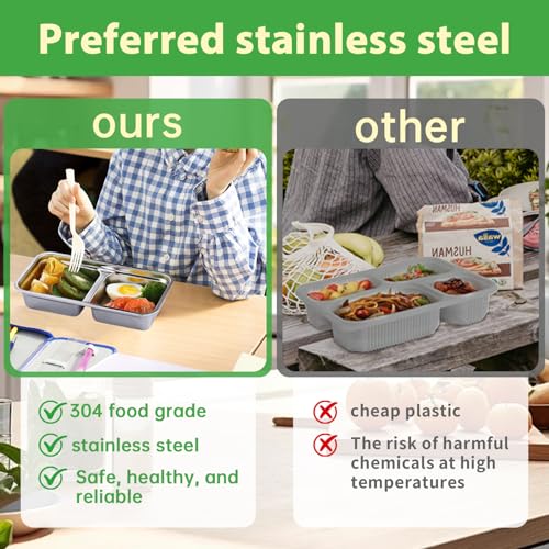 Thrseely 6PCS Grab and Go Snack Containers Reusable, Stainless Steel Double Compartment Snack Containers, Dishwasher- Reus...