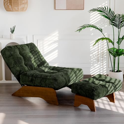 MAXYOYO Accent Chair with Ottoman Adjustable Backrest, Tufted Living Room Chair Upholstered Lounge Chair with Footrest Se...