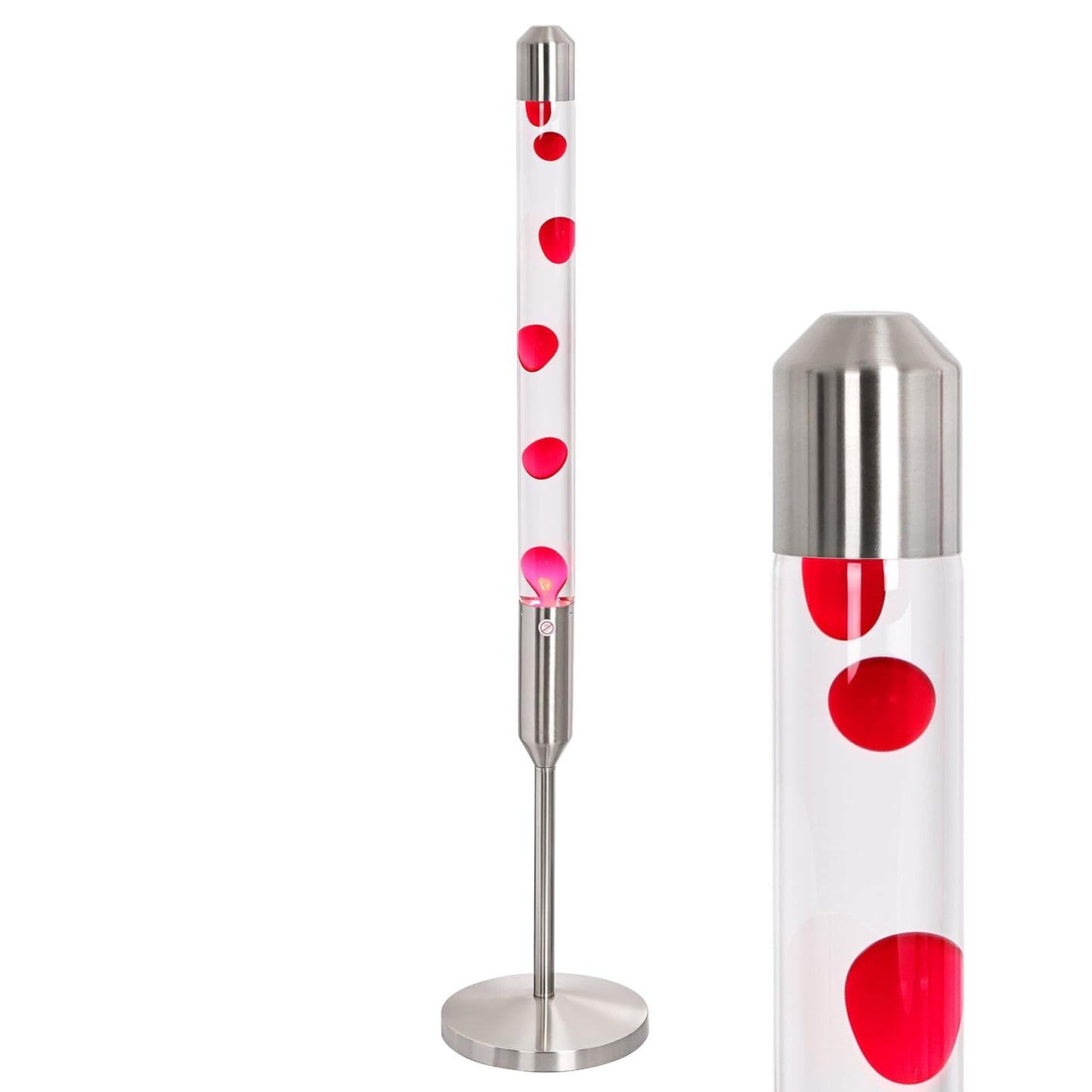 Kyzfy 47.5-Inch Liquid Motion Lamp,Magma Lamp, Mood Relaxation Light，Suitable for Home Decoration, Living Room, Office, Bedroom, café (47.5 inch Clear Water red Wax/Silver)