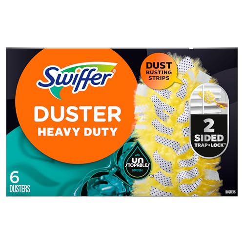 Swiffer Dusters Heavy Duty, Feather Head Multi-Surface Duster Refills for Cleaning, Unstopables, Yellow, 24 Count (4 Packs of 6)