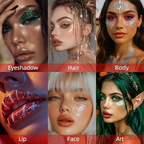Gold Body Glitter Stick,Sparkling Neon Outfit Party Holographic Sequins Paint Mardi Gras Accessories Face and Body Glitter...