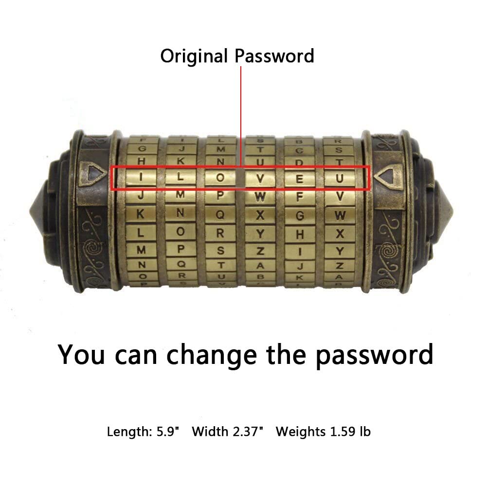 yofit Da Vinci Code Mini Cryptex Lock Puzzle Box with Hidden Compartments for Notes Paper Money Rings Jewelry, Anniversary Romantic Birthday Gifts for Her Men Women Girlfriend