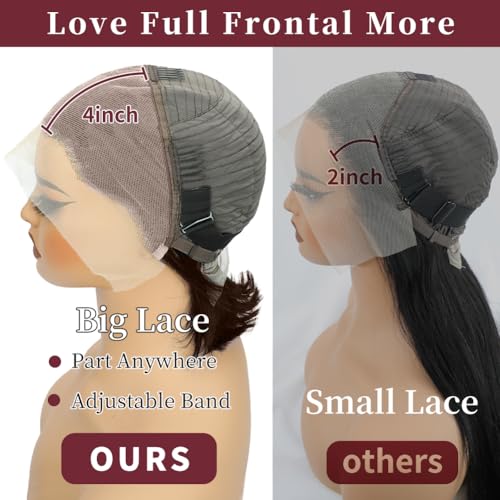 LICHANG 200% Density Chocolate Brown Bob Wigs Human Hair Front Wigs Human Hair 13x4 Straight Short Bob Wigs For Women Side Part Bob Wig Transparent Lace Wigs Baby Hair Natural Hairline
