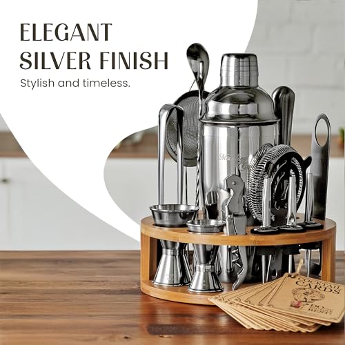 Mixology & Craft Bartender Kit – 15 Piece Cocktail Shaker Set with Bamboo Stand | Complete Cocktail Kit Gift Set | Top Bar...