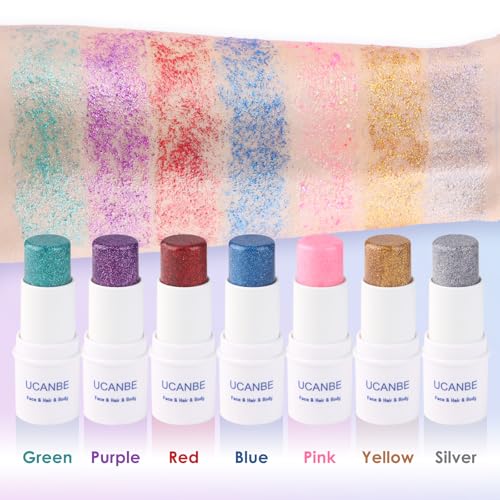 UCANBE Yellow Body Glitter Stick, Face Glitter for Singer Concerts Music Festival, Chunky Glitter Makeup Rave Accessories ...
