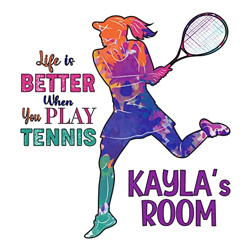Sports Wall Decal - Cute Women Tennis Player Outdoor Extreme Sports Life is Better When You Play Tennis Sports Quote Long ...
