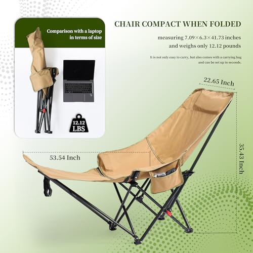 CXC Reclining Camp Chair – Comfortable Folding Chair with Foot Rest & Adjustable Back Angle, Ideal for Office Naps, Fishin...