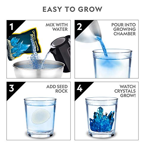 National Geographic Mega Crystal Growing Kit for Kids- Grow 6 Crystals with Light-Up Stand, Science Gifts for Kids 8-12, C...