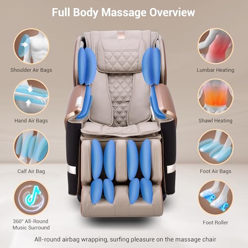 MYNTA 2025 4D Massage Chair for Full Body, 4D+2D Dual Mechanism with Waist & Shawl Heating, Zero Gravity Recliner Foot & C...