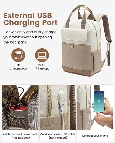 LOVEVOOK Laptop Backpack for Women, 17.3inch Laptop Bag with USB Port, Waterproof Travel Work Backpack Purse, Anti-Theft B...