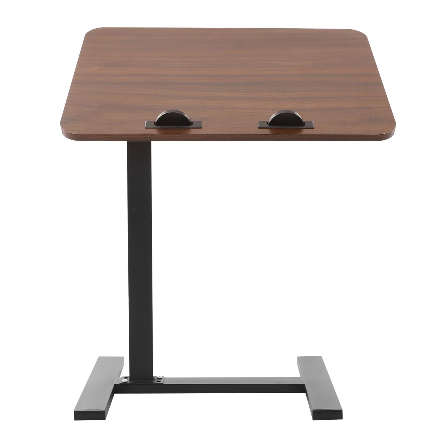 NTNOEA Bedroom C Shaped Side Table, Overbed Table with Wheels Adjustable Height - End Table Living Room Side Table for Laptop, Snack Trays for Eating Coffee Tables for Sofa/Bed/Bathtub (Walnut)