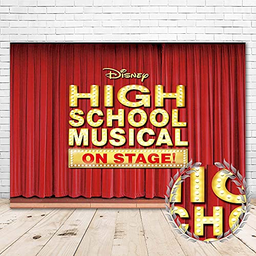 JMING High School Musical Photography Backdrop 7x5 Vinyl Red Curtain Stage Photo Background for Birthday Party Supplies Gr...