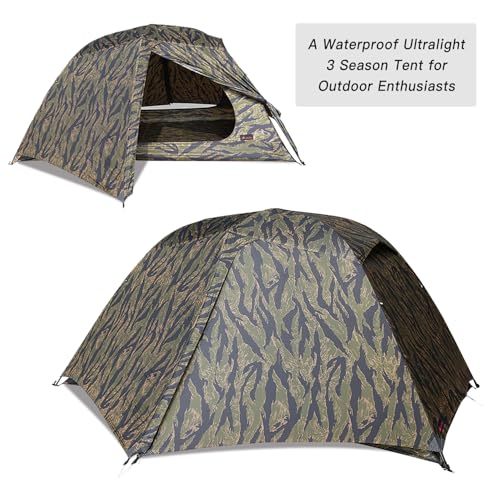 Hill Zero Camping Tent CAMO Backpacking Tent, Scout Portable Ultralight 3 Season Tent Waterproof for 2 Person Hiking, Moun...