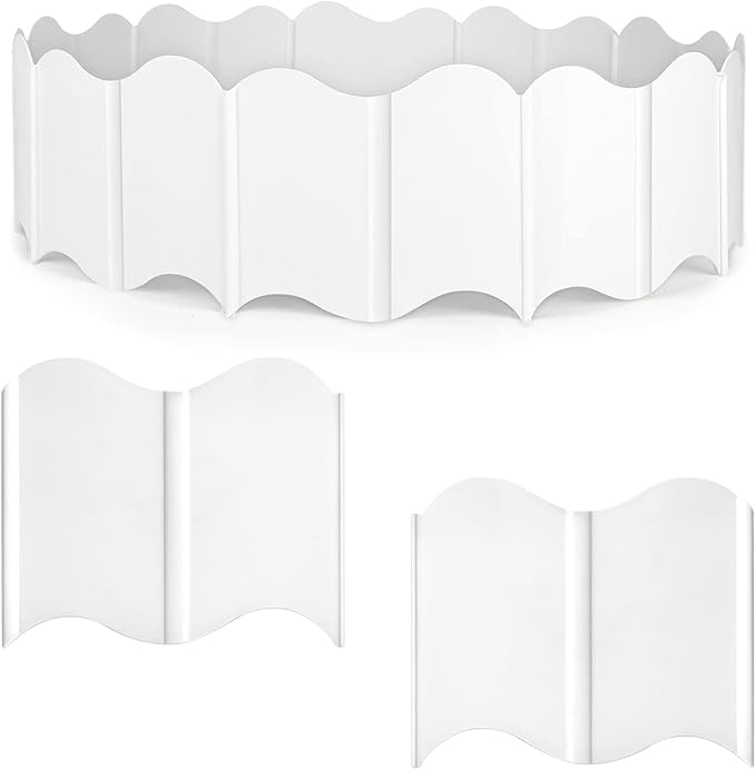 Orgrimmar 20 ft Garden Edging 40PCS Interlocking Landscaping Edging Kit, Plastic No-Dig Pound-in Garden Edge(20' Long x 5.3” Tall) - White