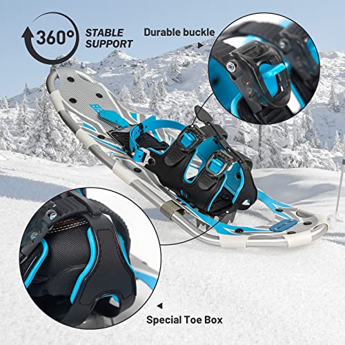 G2 36 Inches Light Weight Snowshoes with Toe Box, EVA Padded Ratchet Binding, Heel Lift, Flexible Pivot Bar, Durable Back ...