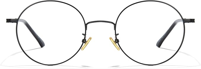 Cyxus Round Blue Light Blocking Glasses Men Woman Wire Frame Ultralight Comfortable Office Computer Gaming Study 8090
