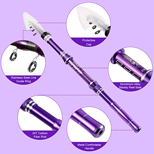 Castaroud Carbon Fiber Fishing Rod and Reel Combos, Portable Telescopic Fishing Pole with Spinning Reel, Travel Bag for Sa...