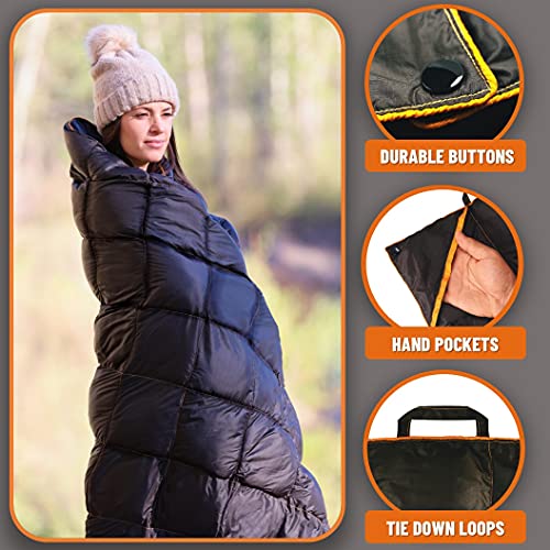 Puffer Wolf | Extra Large Double Insulated Outdoor Camping Blanket | 2X Puffy, Warm, Packable, Weatherproof, Durable, and ...