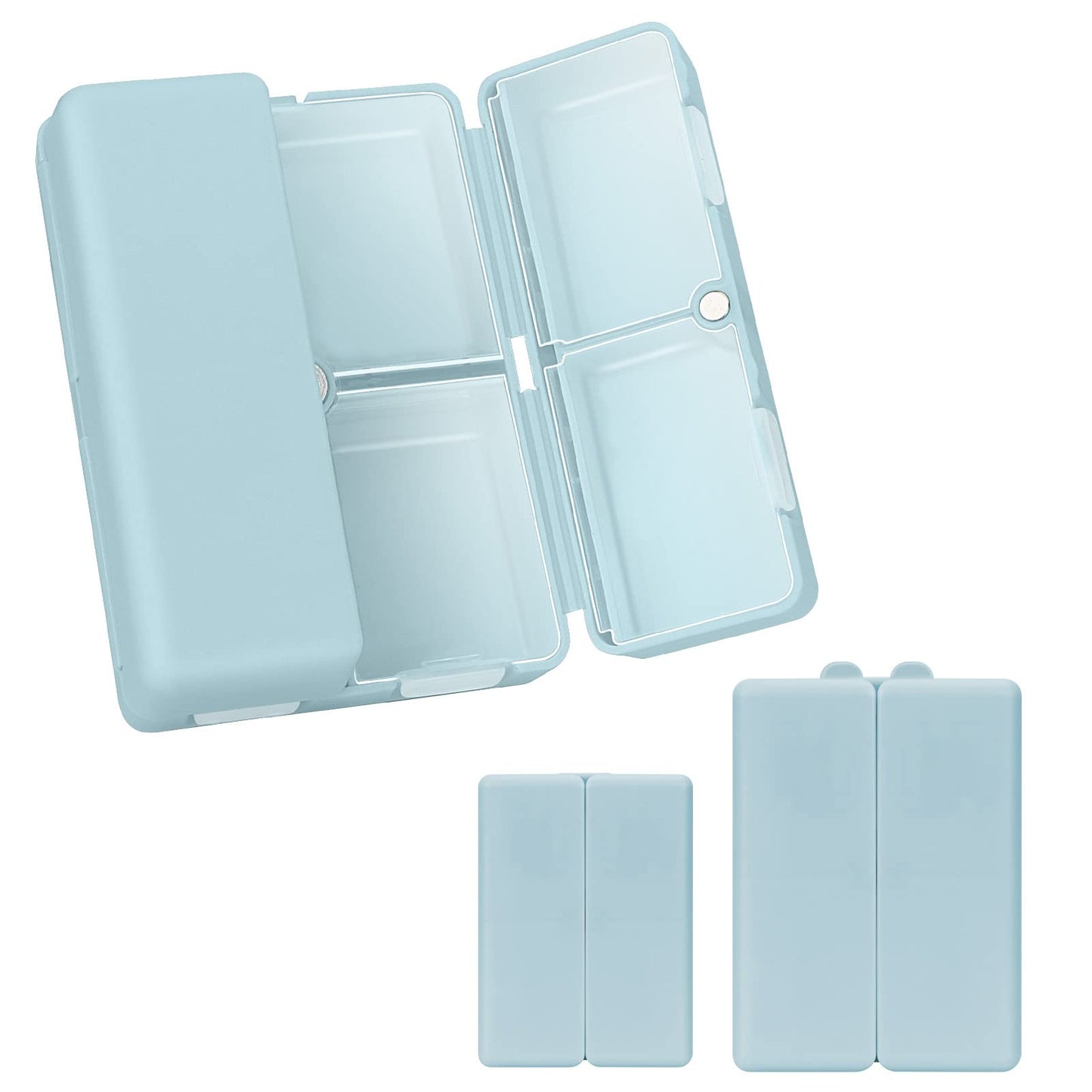 FYY 2 Pcs Daily Pill Organizer, 7 Compartments Portable Pill Case Travel Pill Organizer,[Folding Design] Pill Box for Purse Pocket to Hold Vitamins,Cod Liver Oil,Supplements and Medication-Blue