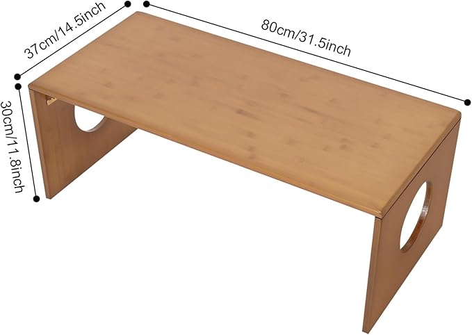 NemuGuda Folding Portable Coffee Table, Bamboo Low Japanese Floor Table, 31.5in Small Tatami Tables for Living Room Bedroom Patio, Lightweight & Sturdy Indoor Outdoor Use